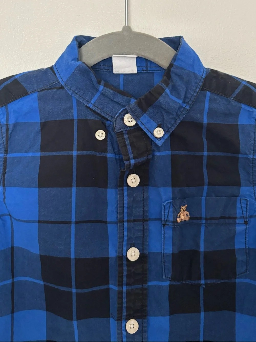 GAP Blue and Black Plaid Button-Down Shirt | 5Y